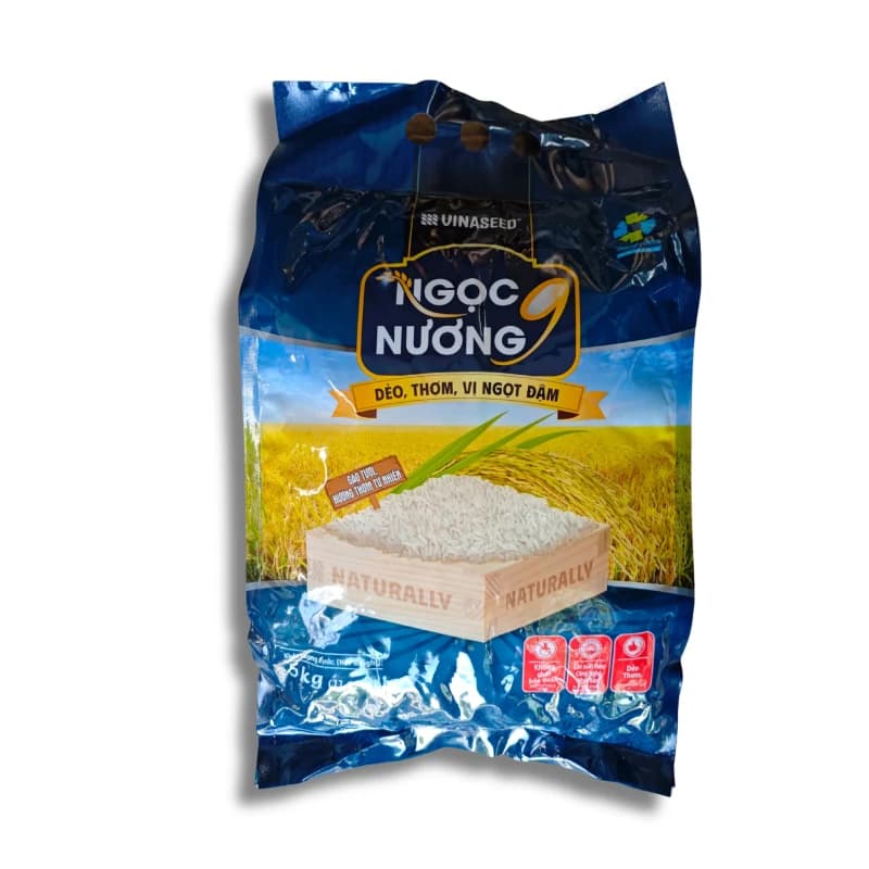 🌾 Gạo Ngọc Nương 9 Vinaseed Chính Hãng 5kg – Gạo Sạch Thượng Hạng Cơm Dẻo Thơm Đậm Vị